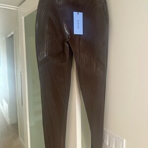 Mugler Brown Textured Leggings